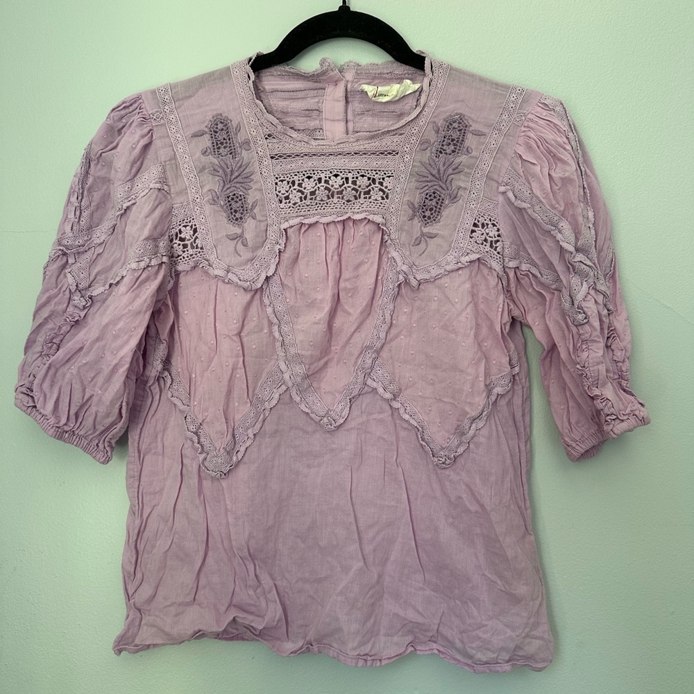 Anthropologie Lilac Lace Blouse